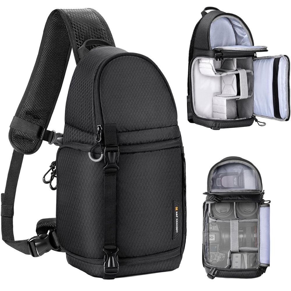 K&F Concept 10L Small Camera Sling Bag Crossbody Shoulder Black
